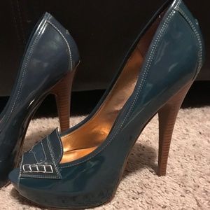 Jessica Simpson Navy Patent Open Toe Heel